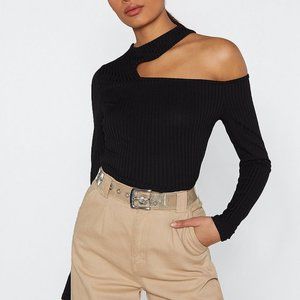 Nasty gal cropped cut out top long sleeve